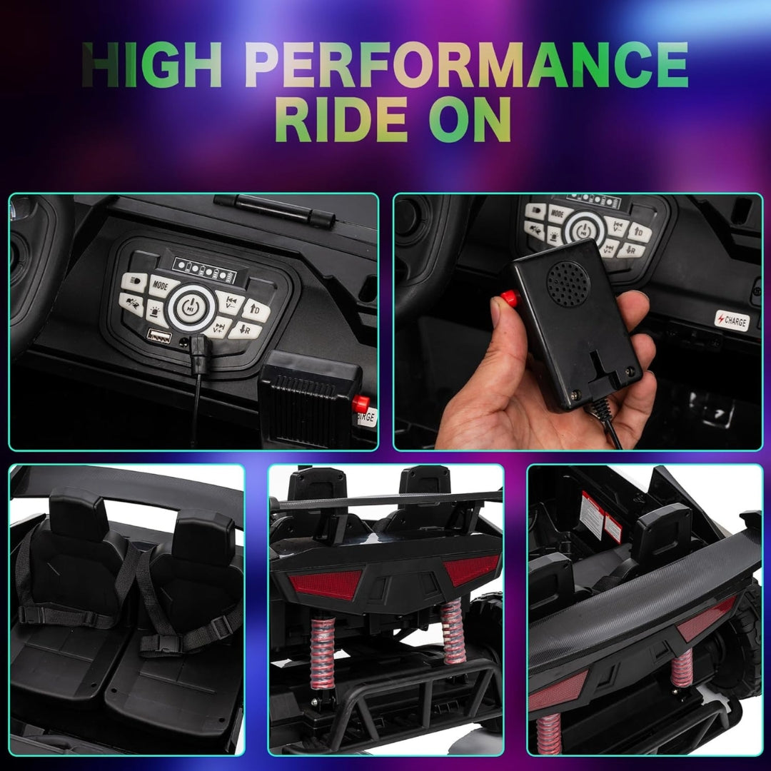 24V 2-Seater Kids Ride On Car Electric UTV, Off-Road Side by Side, Remote Control, Bluetooth & LED Lights