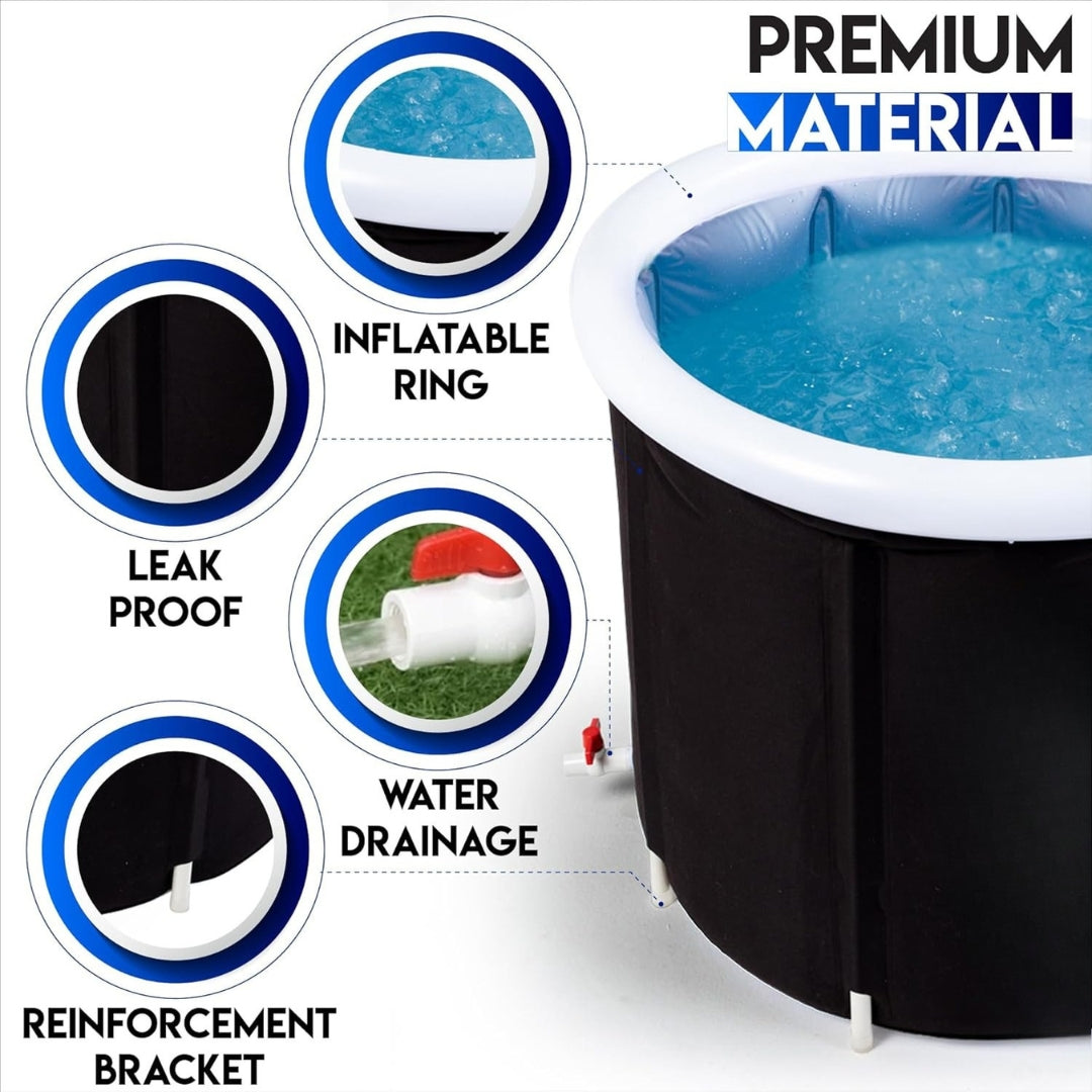 Cold Plunge Tub for Adults Large Foldable Ice Bath Tub, Portable Hot & Cold Therapy Bathtub, Leak-Proof, Insulated, Includes Carry Bag Ideal for Athletes & Home Use