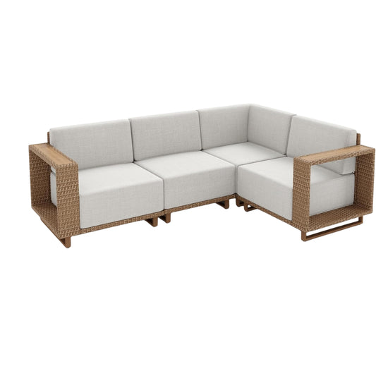 Outdoor Patio Furniture Set 4-Piece Rattan Wicker Sofa with 10" Thick Waterproof Cushions