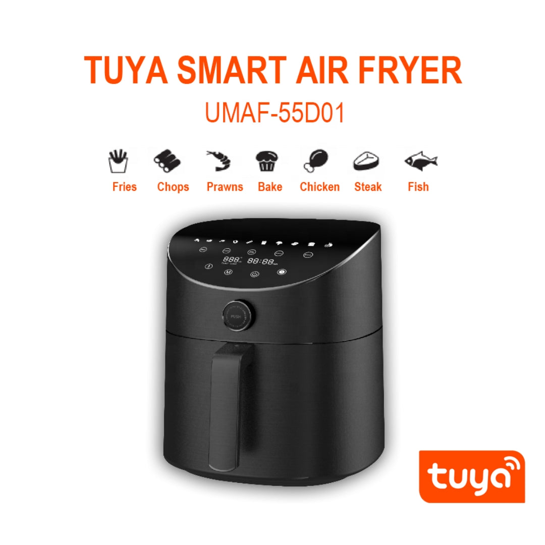 Smart Home 5.5L Touch Screen Air Fryer Oil-Free Digital Deep Fryer with Nonstick Basket