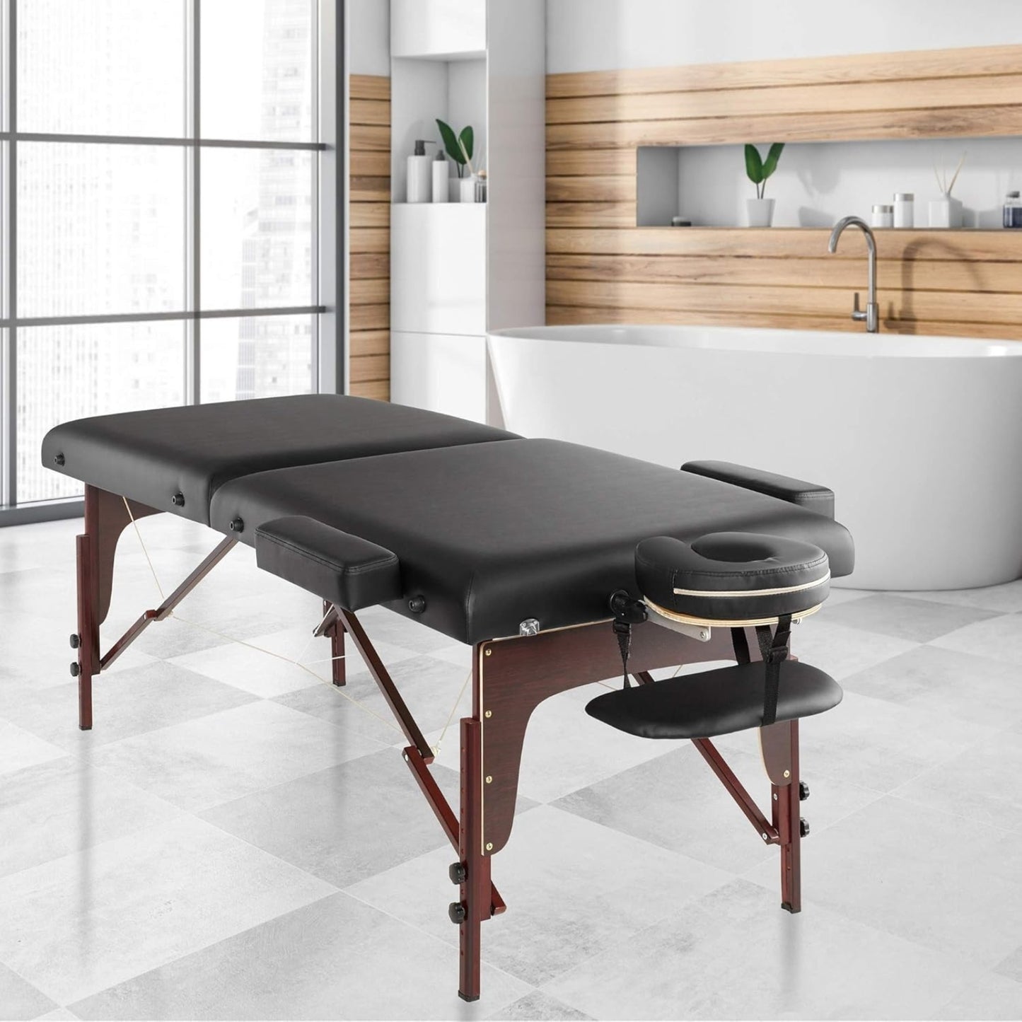 Professional Portable Bi-Fold Memory Foam Massage Table with Reiki Panels & Accessories