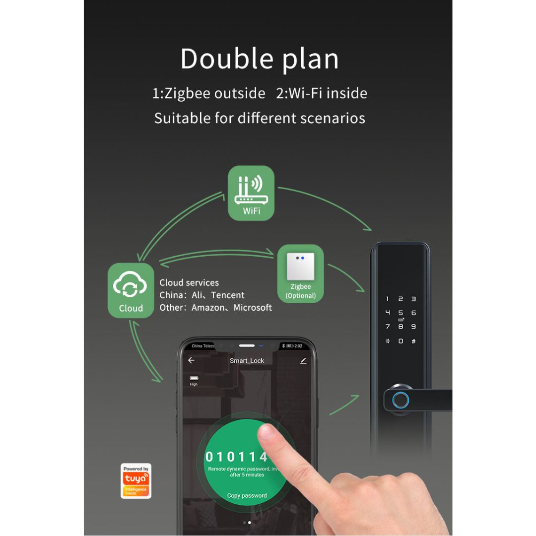 High Quality Smart Fingerprint Door Lock  7 Unlock Methods, Silent Design, Wi-Fi App Control for Apartments, Hotels & Homes