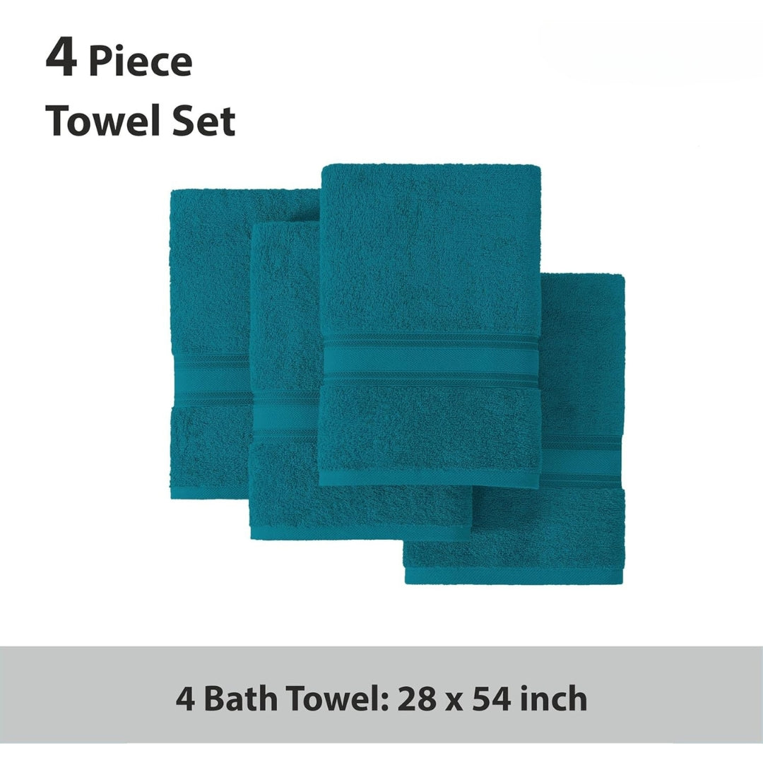 100% Cotton 4 Pack Bath Towels Set (28"x54") – Zero Twist, Quick Dry, Soft & Absorbent Luxury Towels