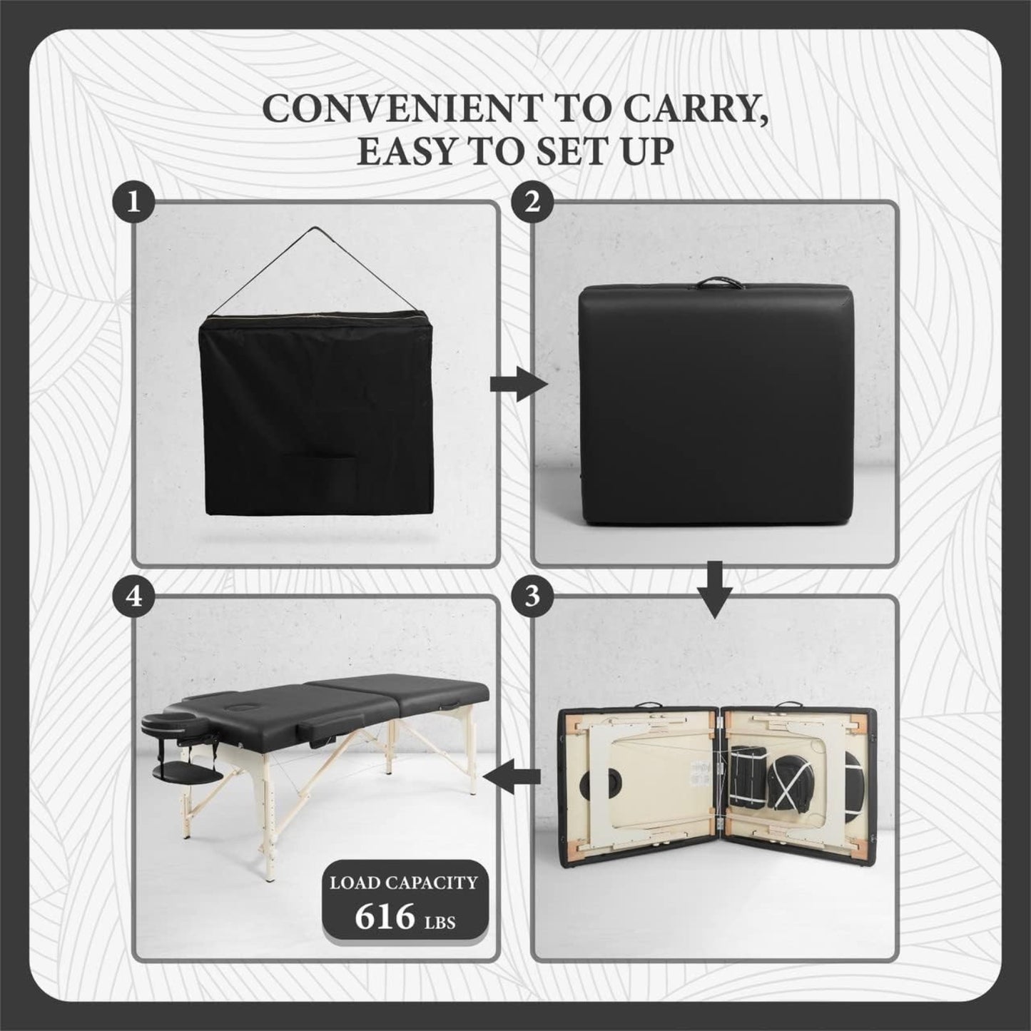 Premium 84" Portable Massage Table – Memory Foam, Adjustable Spa Bed with Cradle & Carry Case