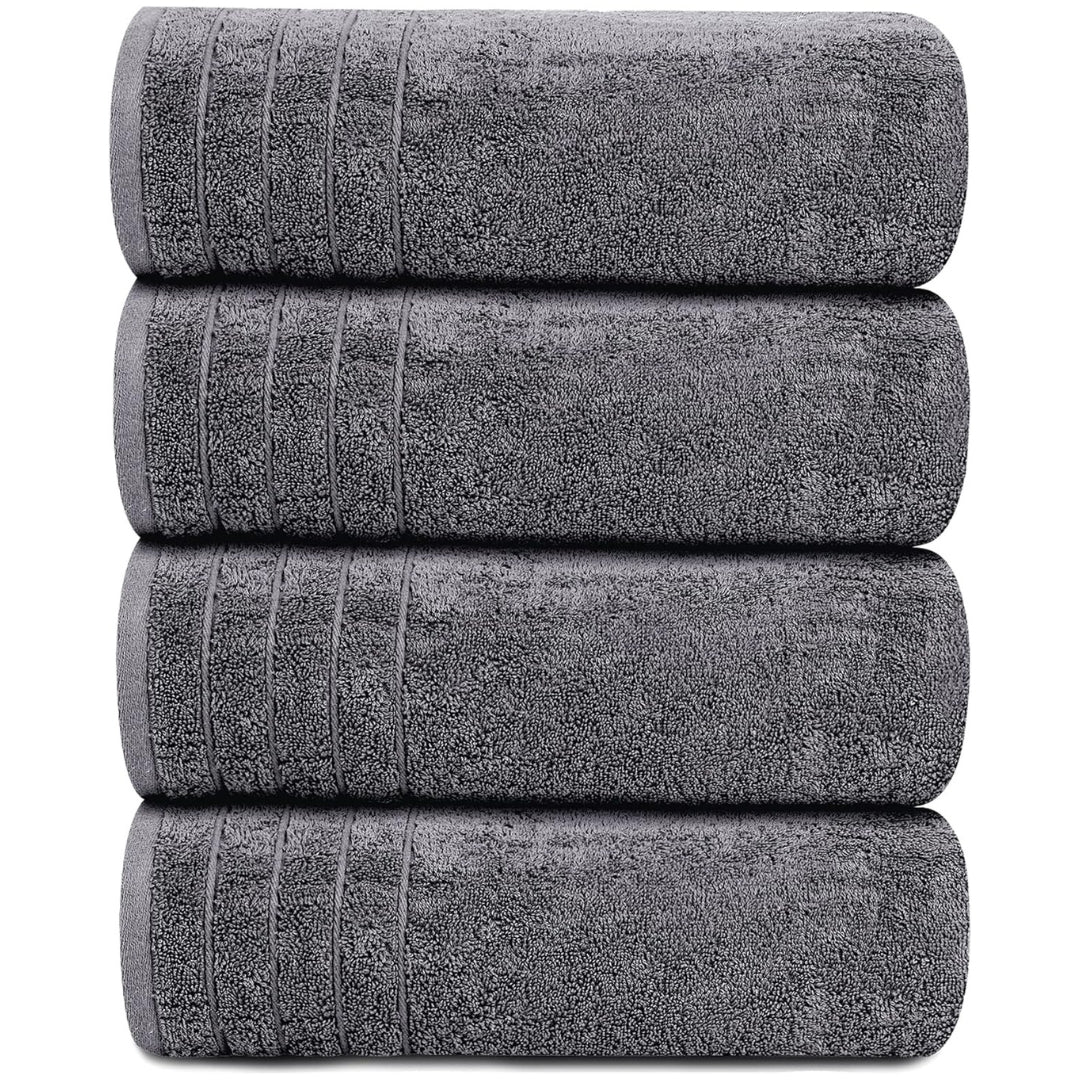 Pack of 4 Extra Large Bath Towels 30x60 | 100% Cotton | Super Soft, Quick Dry & Absorbent | Dark Grey