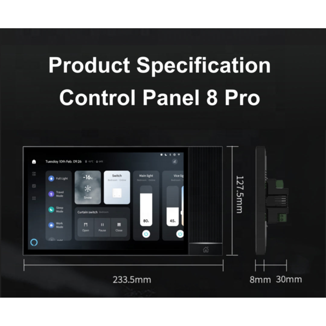 8-Inch Smart Home Control Panel with Alexa, ZigBee Gateway, IR Blaster & 2-Gang Wall Switch