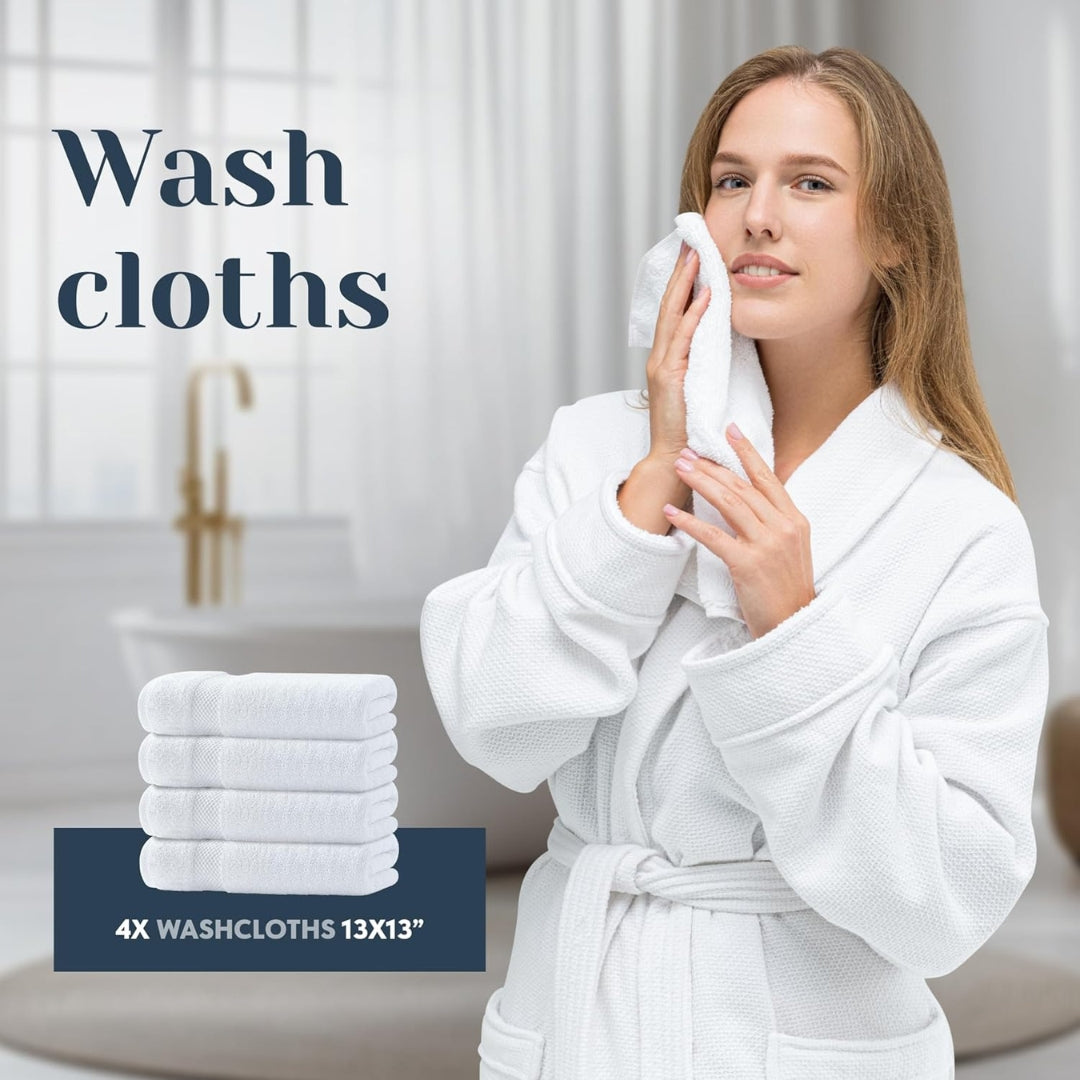 Luxury 8-Piece White Bath Towel Set | 100% Turkish Cotton 700 GSM | Soft, Absorbent & Quick Dry