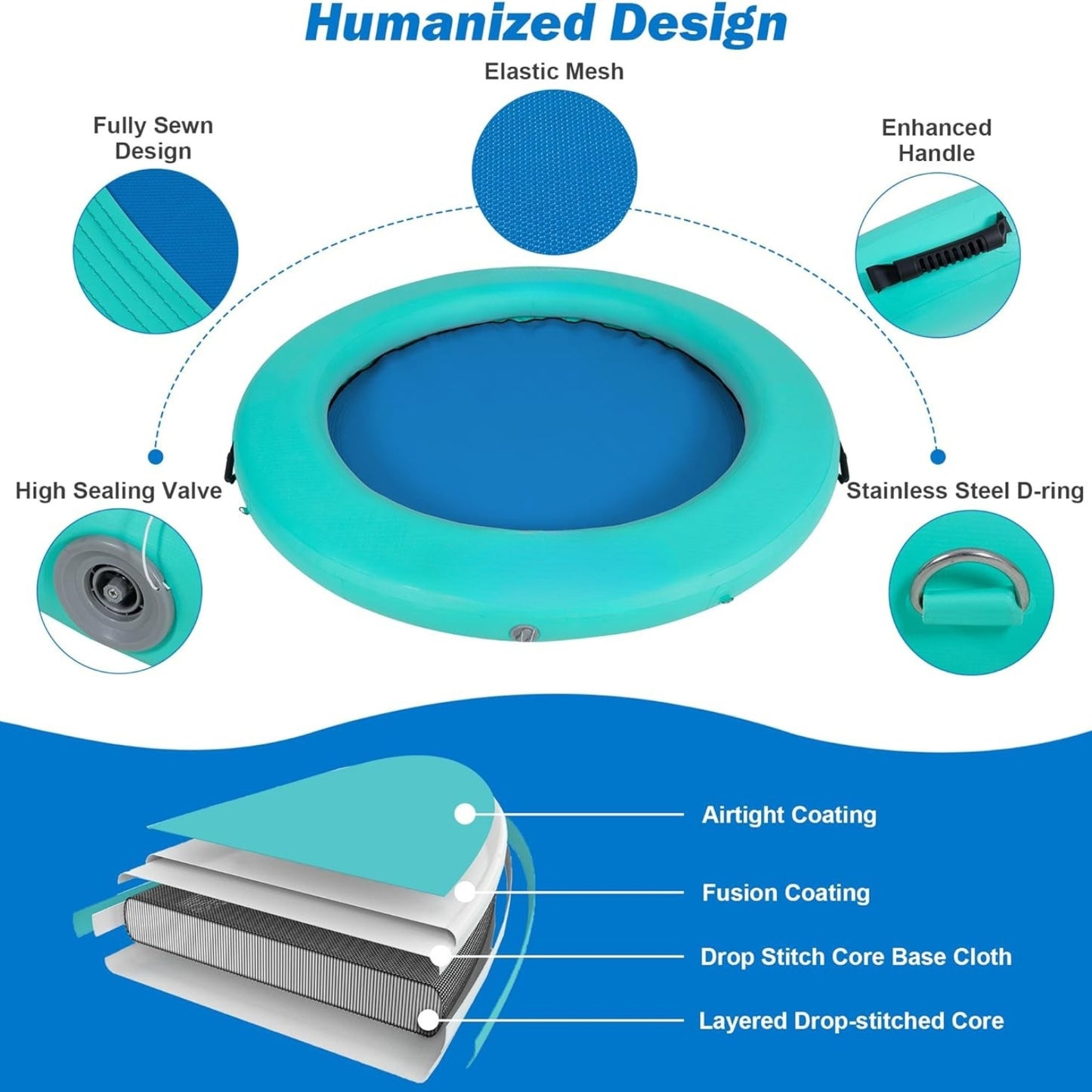 6FT Inflatable Water Hammock Floating Dock | Pool & Lake Float with Pump, Ropes & Storage Bag