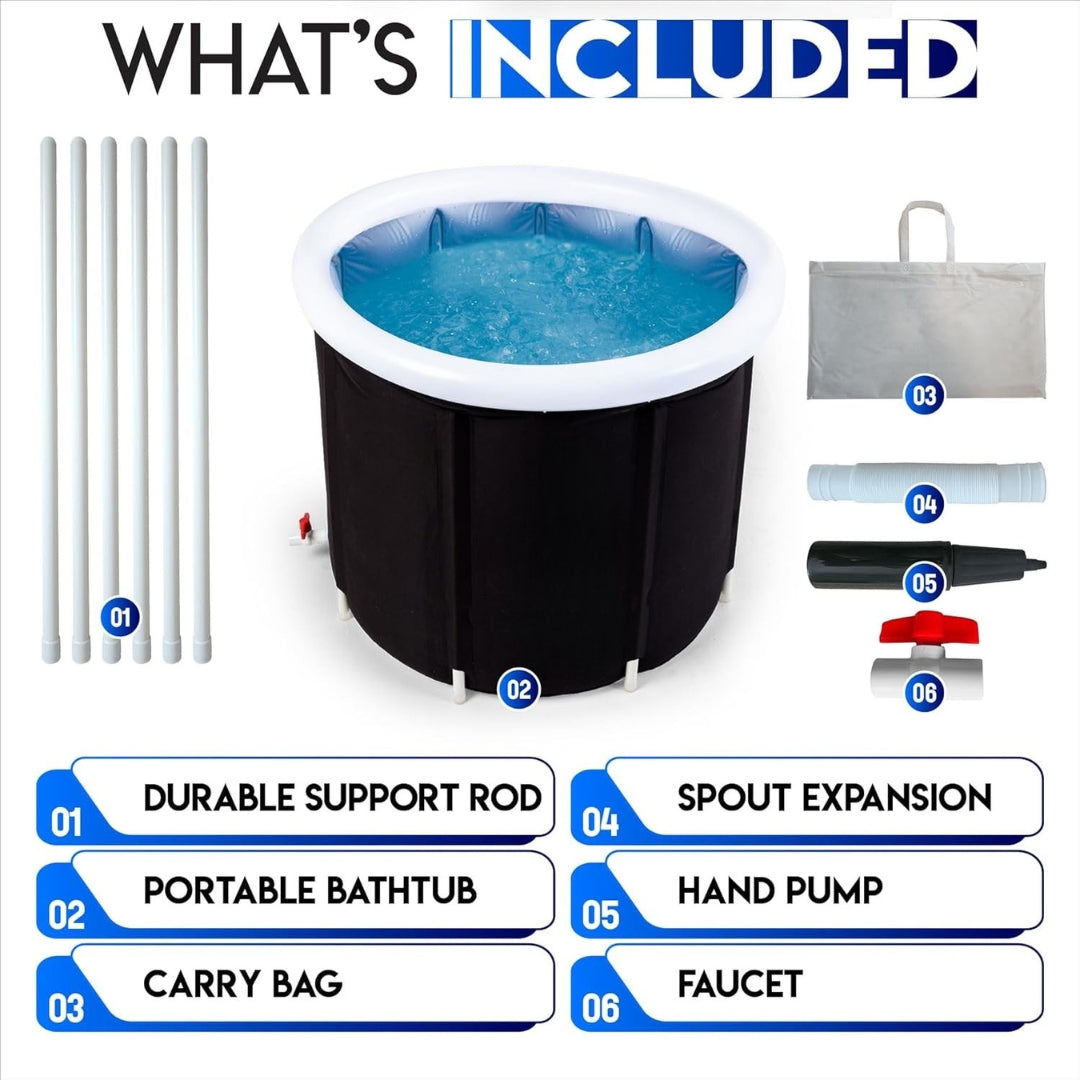 Cold Plunge Tub for Adults Large Foldable Ice Bath Tub, Portable Hot & Cold Therapy Bathtub, Leak-Proof, Insulated, Includes Carry Bag Ideal for Athletes & Home Use