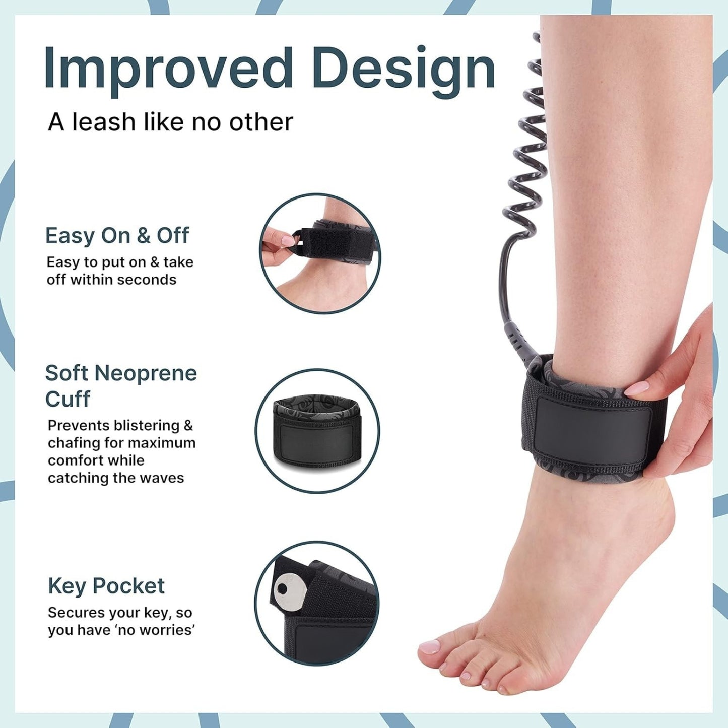 Premium 7.2mm Coiled SUP Leash with Quick Release & Waterproof Waist Bag – Paddleboard Accessory