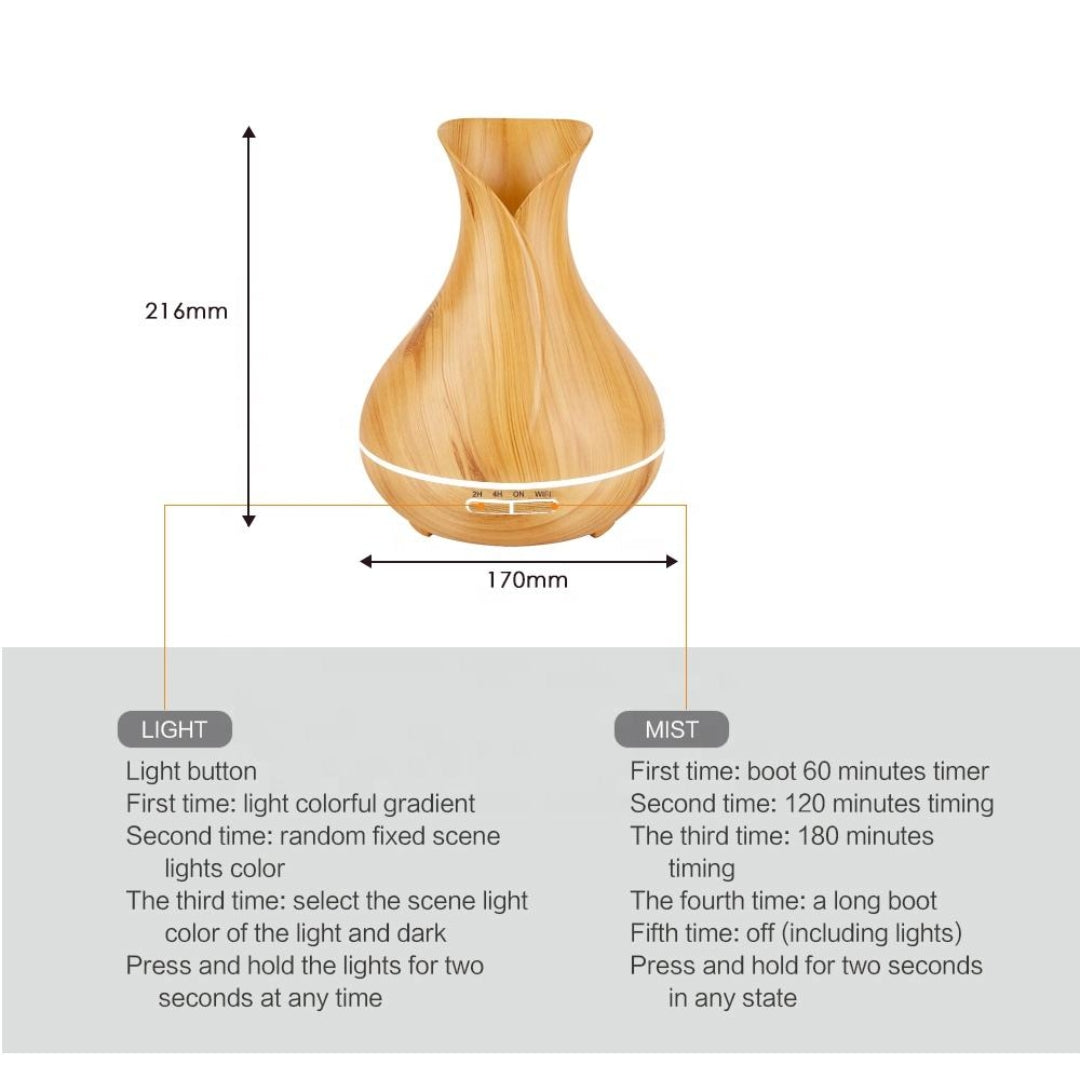 Tuya Smart WiFi Aroma Diffuser 400ML  Ultrasonic Humidifier with APP Control, LED Lights & 1-Year Warranty