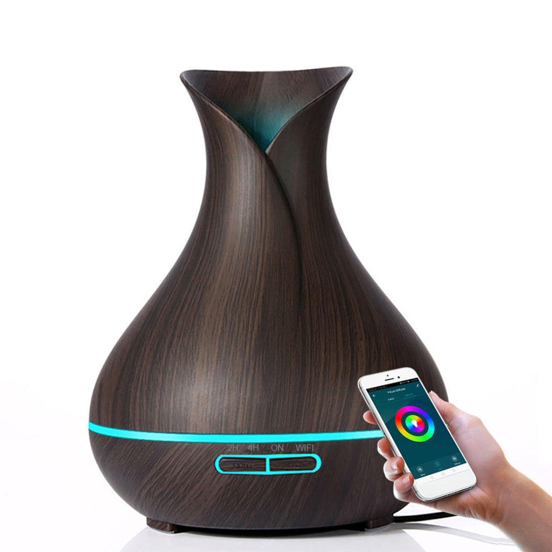 Tuya Smart WiFi Aroma Diffuser 400ML  Ultrasonic Humidifier with APP Control, LED Lights & 1-Year Warranty
