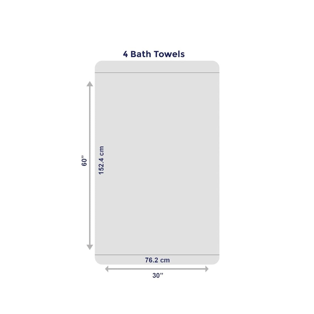 Pack of 4 Extra Large Bath Towels 30x60 | 100% Cotton | Super Soft, Quick Dry & Absorbent | Dark Grey