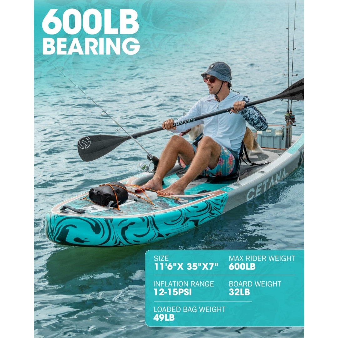 CETANA FloatMaster 11'6 Inflatable SUP Board All-Round Paddle Board 600lbs Capacity