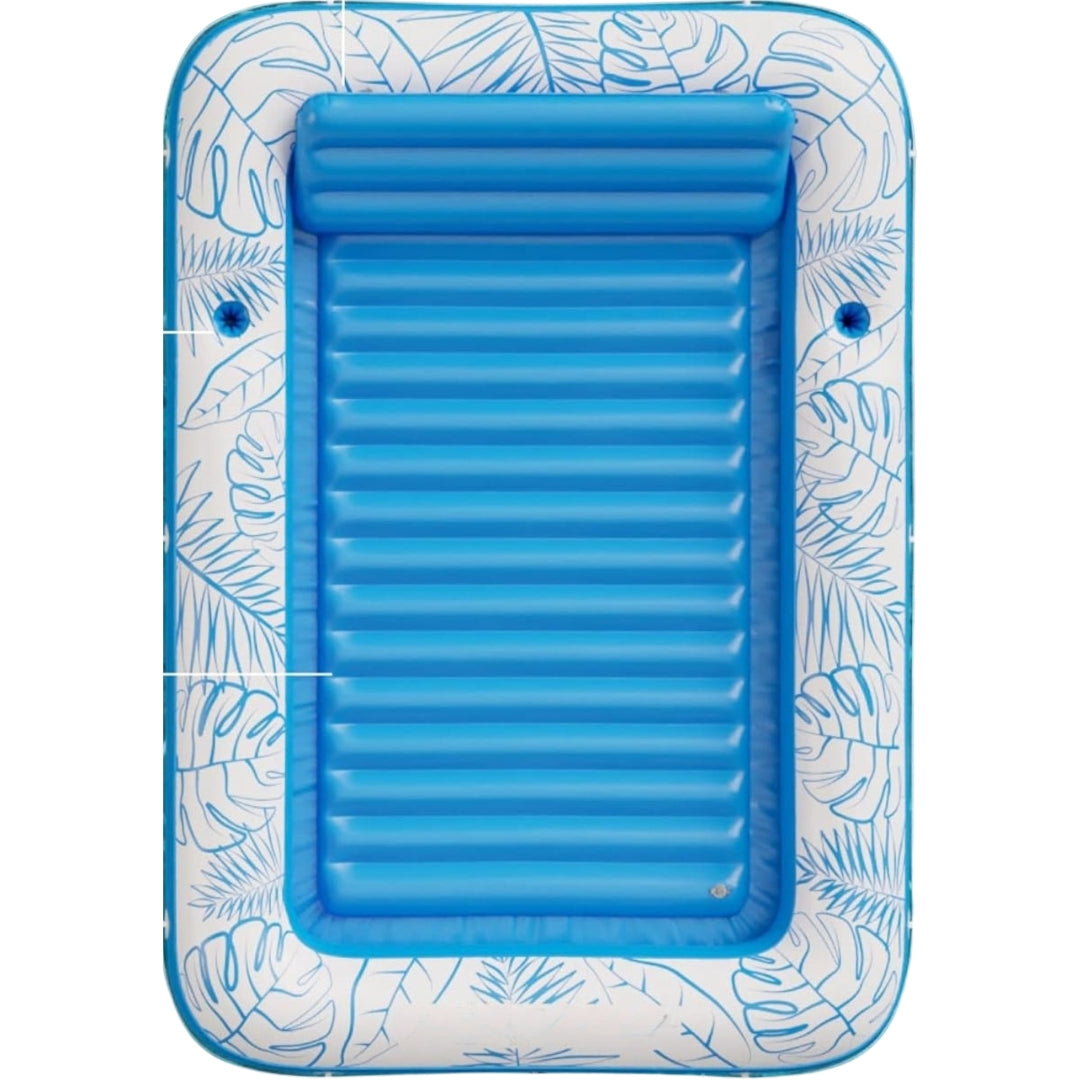 Inflatable Tanning Pool Lounger Float 4-in-1 Sunbathing Tub with Cup Holders for Adults & Kids XL