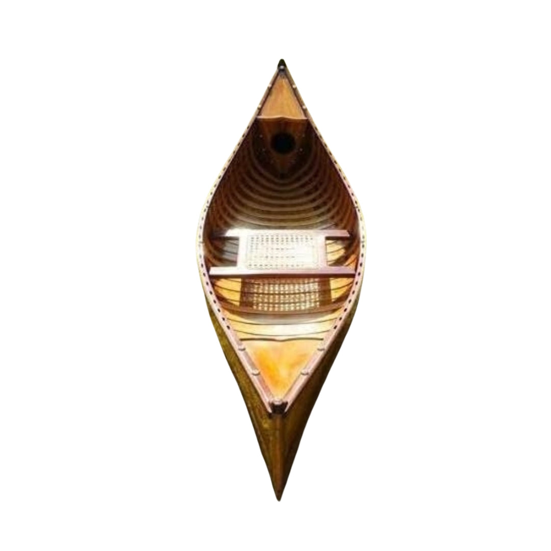Global Greatness 6 ft Handcrafted Wooden Canoe with Ribs | Canadian Red Cedar, Fiberglass Encased