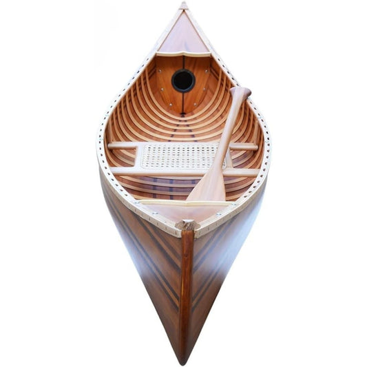 6 ft Wooden Canoe with Ribs Matte Finish – Handcrafted Cedar & Hardwood Hull – Decorative Display